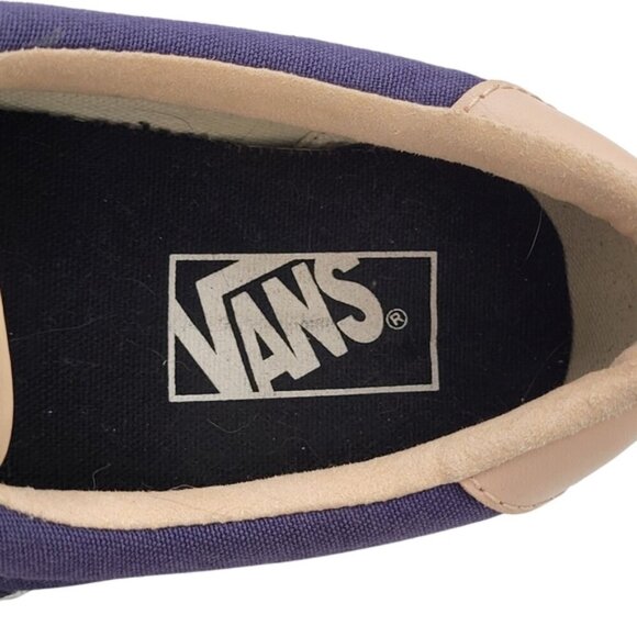 Vans Off The Wall Sneakers Men Size 7.5 Blue Tan Lace Up Logo Canvas Low Top - Picture 6 of 10